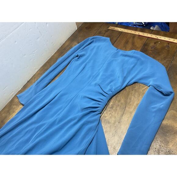 ST. JOHN Blue Ruched Knit Silk Blend Sheath Dress Size 4 - Picture 11 of 13